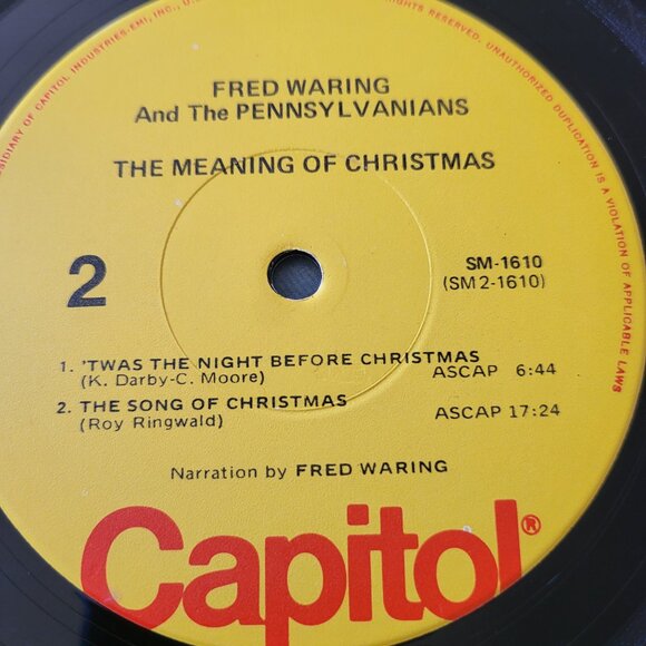 FRED WARING and The Pennsylvanians The Meaning of Christmas LP Vinyl SM 1610 LPA - Picture 6 of 9